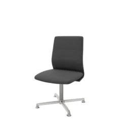 Chaise pivotante retour point fixe Directa - cuir - piétement aluminium poli sur patins
