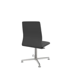 Chaise pivotante retour point fixe Directa - cuir - piétement aluminium poli sur patins