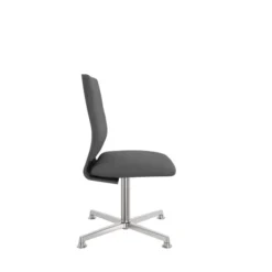 Chaise pivotante retour point fixe Directa - cuir - piétement aluminium poli sur patins