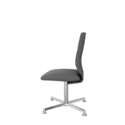 Chaise pivotante retour point fixe Directa - cuir - piétement aluminium poli sur patins