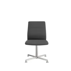 Chaise pivotante retour point fixe Directa - cuir - piétement aluminium poli sur patins