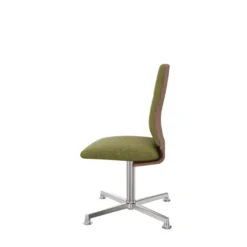 Chaise pivotante retour point fixe Directa - tissu - dossier bois - piétement aluminium poli sur patins