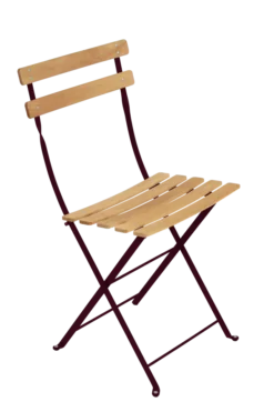 Chaise pliante - acier - lattes finition bois - lot de 2
