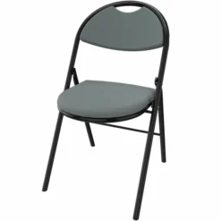 Chaise pliante Fold - textile enduit cendre - piétement noir lot de 4