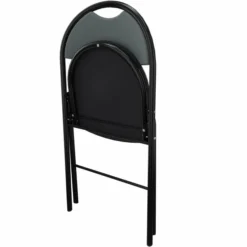 Chaise pliante Fold - textile enduit cendre - piétement noir lot de 4