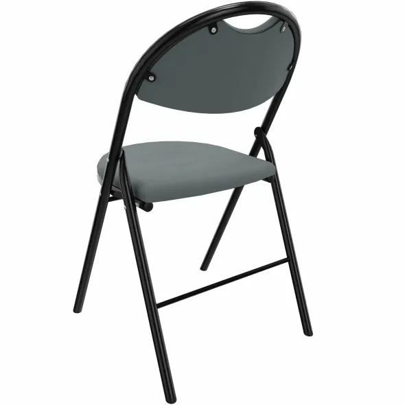 Chaise pliante Fold - textile enduit cendre - piétement noir lot de 4