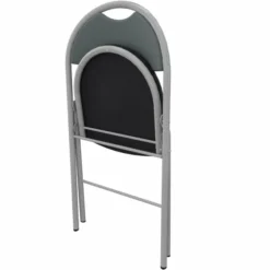 Chaise pliante Fold - textile enduit cendre - piétement gris alu - lot de 4