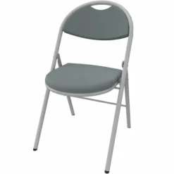Chaise pliante Fold - textile enduit cendre - piétement gris alu - lot de 4