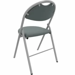 Chaise pliante Fold - textile enduit cendre - piétement gris alu - lot de 4