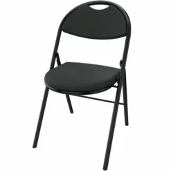 Chaise pliante Fold - textile enduit réglisse - piétement noir - lot de 4