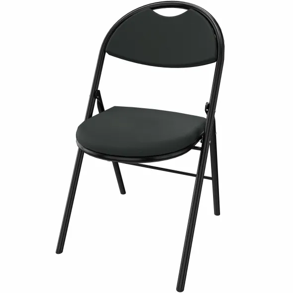 Chaise pliante Fold - textile enduit réglisse - piétement noir - lot de 4