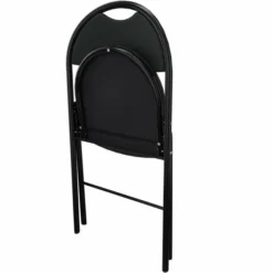 Chaise pliante Fold - textile enduit réglisse - piétement noir - lot de 4
