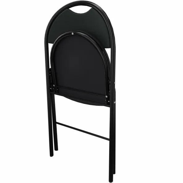 Chaise pliante Fold - textile enduit réglisse - piétement noir - lot de 4