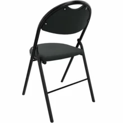 Chaise pliante Fold - textile enduit réglisse - piétement noir - lot de 4