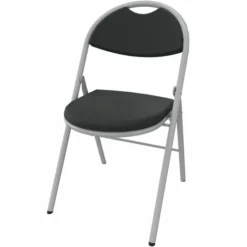 Chaise pliante Fold - textile enduit réglisse - piétement gris alu - lot de 4