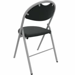 Chaise pliante Fold - textile enduit réglisse - piétement gris alu - lot de 4