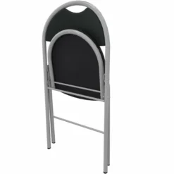 Chaise pliante Fold - textile enduit réglisse - piétement gris alu - lot de 4