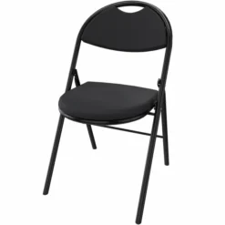 Chaise pliante Fold - tissu noir havana - piétement noir - lot de 4