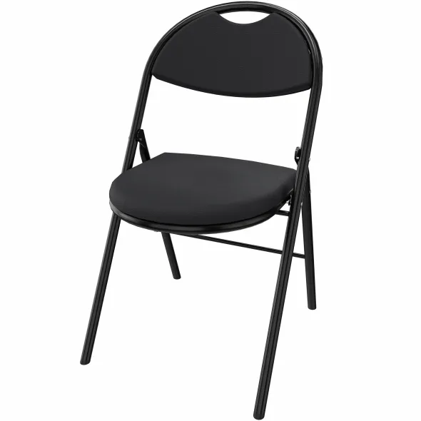 Chaise pliante Fold - tissu noir havana - piétement noir - lot de 4