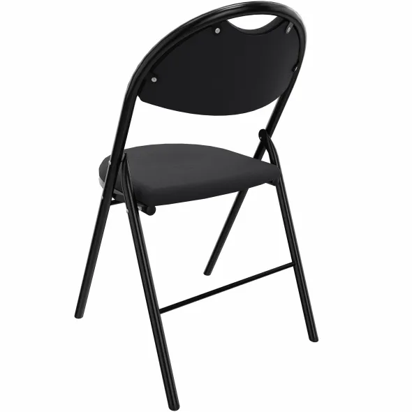 Chaise pliante Fold - tissu noir havana - piétement noir - lot de 4