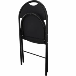 Chaise pliante Fold - tissu noir havana - piétement noir - lot de 4
