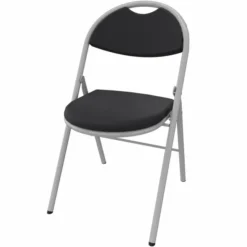 Chaise pliante Fold - tissu noir havana - piétement gris alu - lot de 4