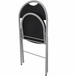 Chaise pliante Fold - tissu noir havana - piétement gris alu - lot de 4