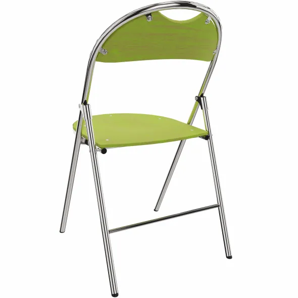 Chaise pliante Nat - hêtre teinté - piétement chrome - lot de 2