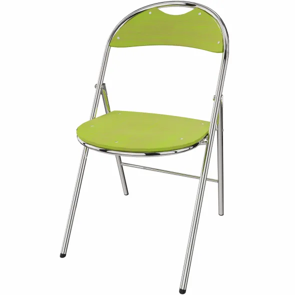Chaise pliante Nat - hêtre teinté - piétement chrome - lot de 2