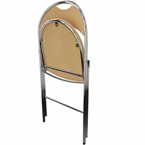 Chaise pliante Nat - hêtre verni naturel - piétement chrome - lot de 2