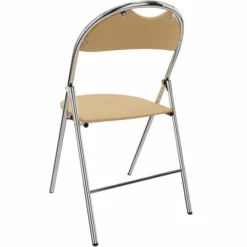 Chaise pliante Nat - hêtre verni naturel - piétement chrome - lot de 2