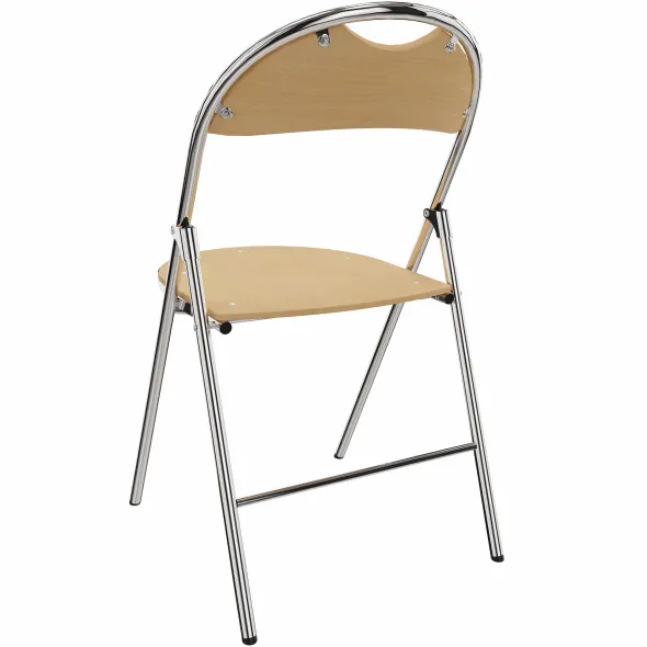 Chaise pliante Nat - hêtre verni naturel - piétement chrome - lot de 2
