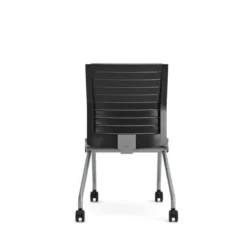 Chaise pliante Please - assise et dossier tissu - piétement sur roulettes