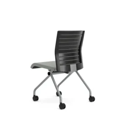 Chaise pliante Please - assise et dossier tissu - piétement sur roulettes