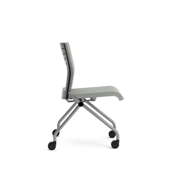 Chaise pliante Please - assise et dossier tissu - piétement sur roulettes