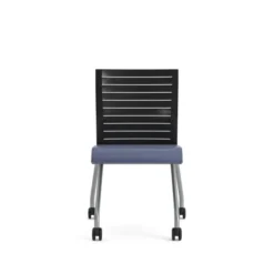 Chaise pliante Please - assise textile enduit - dossier polypropylène - piétement sur roulettes