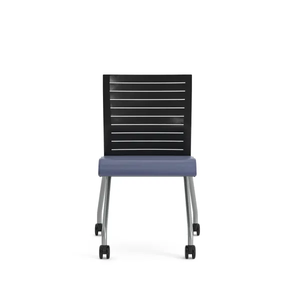 Chaise pliante Please - assise textile enduit - dossier polypropylène - piétement sur roulettes