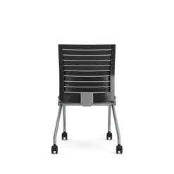 Chaise pliante Please - assise textile enduit - dossier polypropylène - piétement sur roulettes