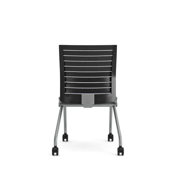 Chaise pliante Please - assise textile enduit - dossier polypropylène - piétement sur roulettes