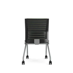 Chaise pliante Please - assise et dossier textile enduit - piétement sur roulettes