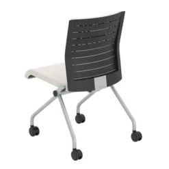 Chaise pliante Please - assise et dossier textile enduit - piétement sur roulettes