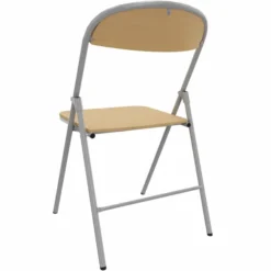 Chaise pliante Pleg - hêtre verni naturel - piétement gris alu - lot de 4