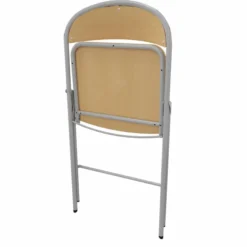 Chaise pliante Pleg - hêtre verni naturel - piétement gris alu - lot de 4
