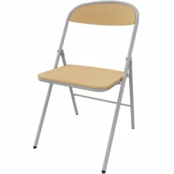 Chaise pliante Pleg - hêtre verni naturel - piétement gris alu - lot de 4