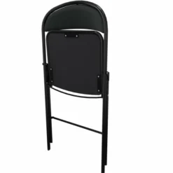 Chaise pliante Pleg - textile enduit réglisse - piétement noir - lot de 4
