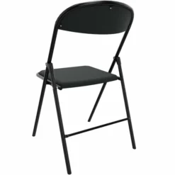 Chaise pliante Pleg - textile enduit réglisse - piétement noir - lot de 4