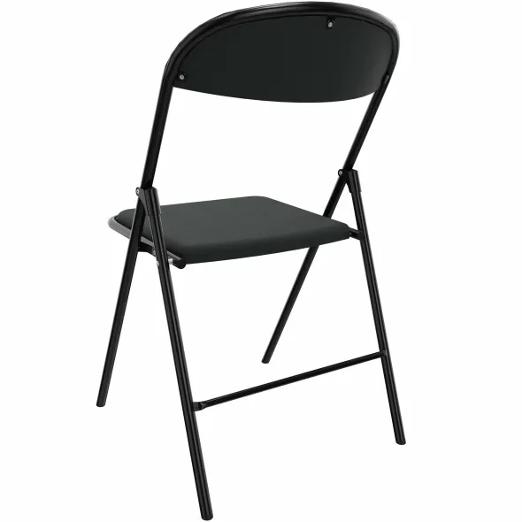Chaise pliante Pleg - textile enduit réglisse - piétement noir - lot de 4