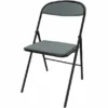 Chaise pliante Pleg - textile enduit cendre - piétement noir - lot de 4