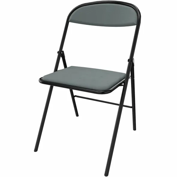 Chaise pliante Pleg - textile enduit cendre - piétement noir - lot de 4