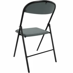 Chaise pliante Pleg - textile enduit cendre - piétement noir - lot de 4